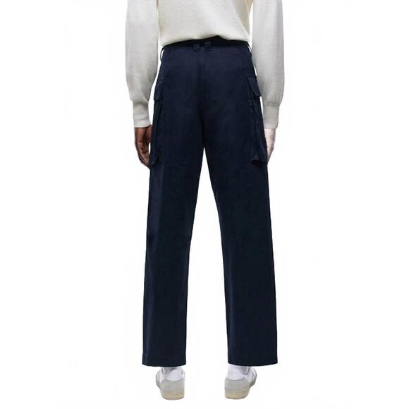 NEW FURSAC tapered crisp cotton trousers in navy